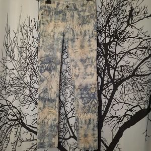 Parasuco Snake Skin Blue White and Cream Skinny Jeans